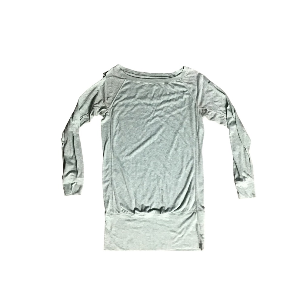 Nike Women's Mint Heather Banded Hem Epic Dri-Fit Long Sleeve Tunic Top Size S - Picture 2 of 4